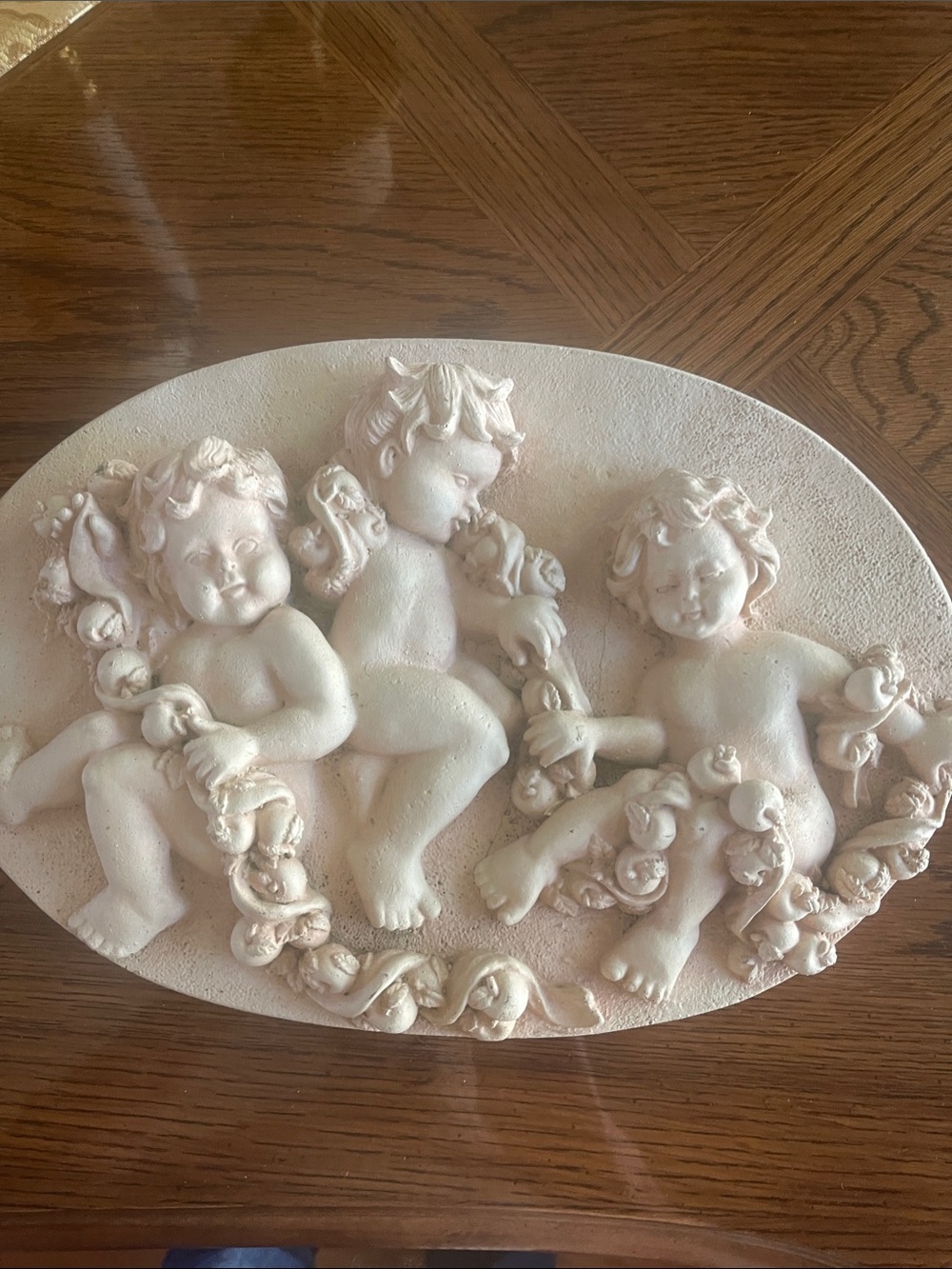 White Cherub Wall Plaque Home Accent